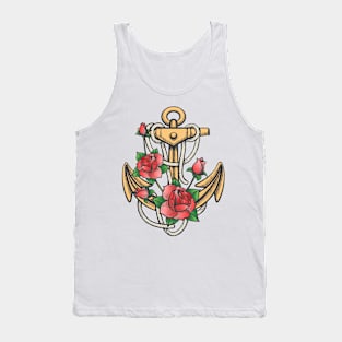 Anchor with Rose Flowers Tank Top